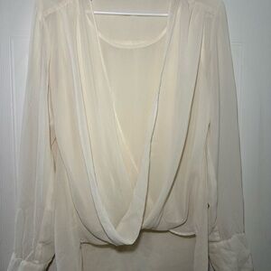 Elegant Cream Drape Blouse